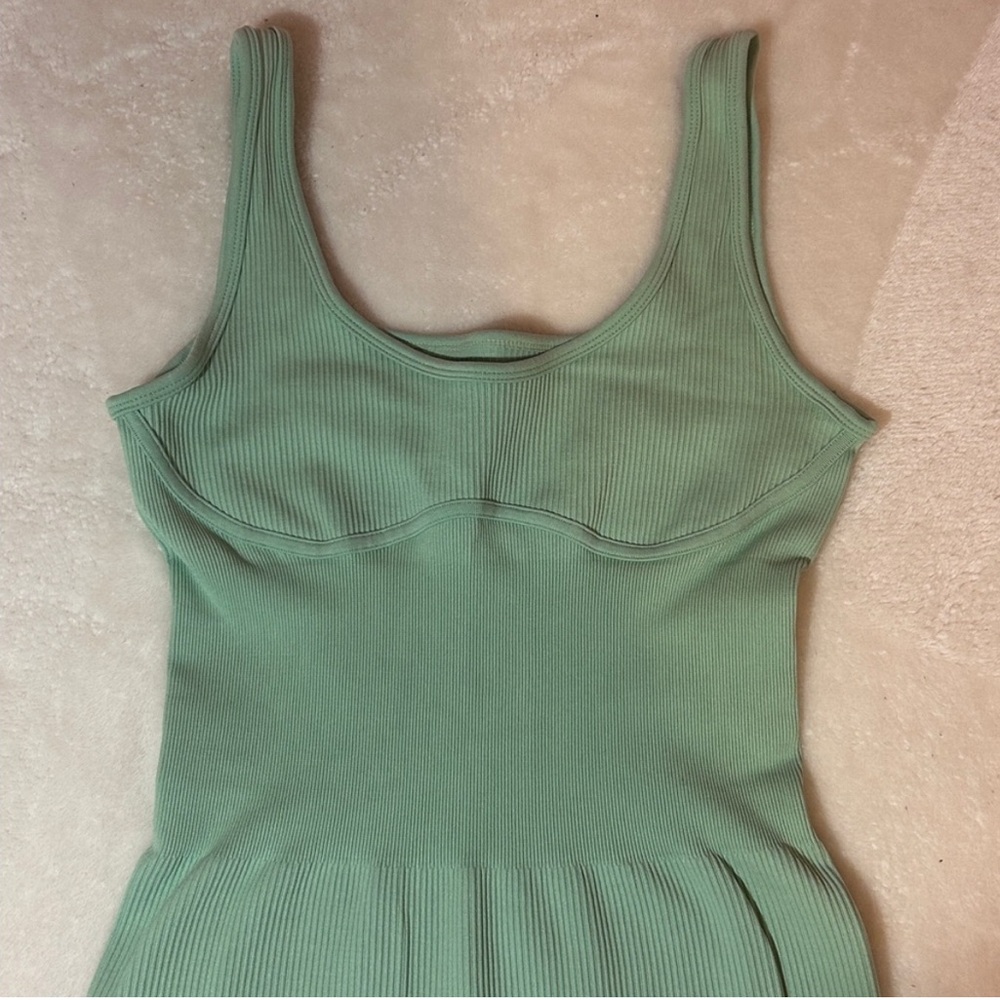Bo+Tee Flared Full Length Unitard in Mint Green jumpsuit - Picture 7 of 8